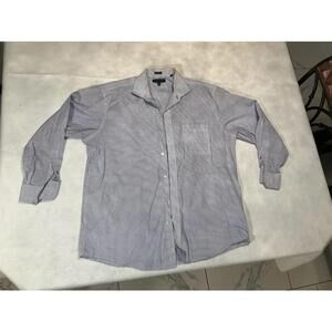 tommy hilfiger xl men Long-sleeve, button-down Blue &white micro-checkered